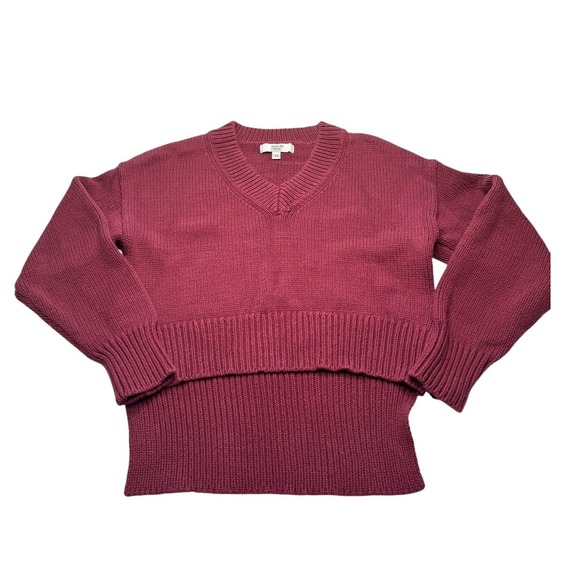 Jason Wu Womens Hi-Lo Knit Sweater Maroon XS Warm Fall Winter - Picture 1 of 4